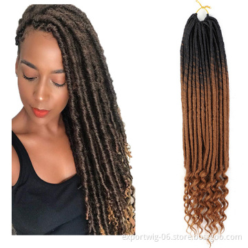 Wholesale Price Straight Goddess Locs with Curly Ends Soft Crochet Hair Extension Colorful Faux Locs